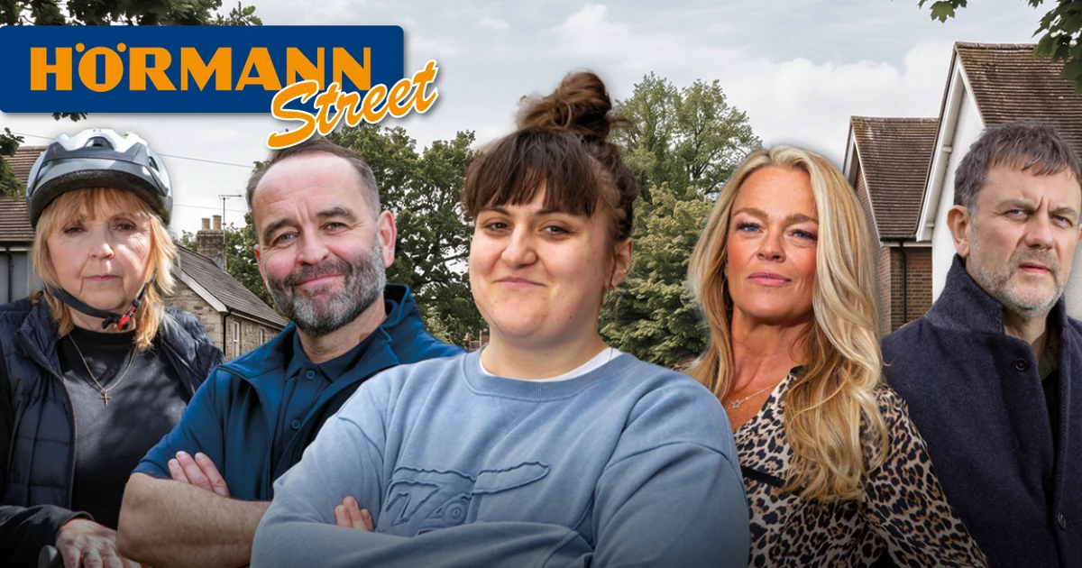 Five people posing outdoors representing Hörmann Street campaign for new FIT Show stand concept