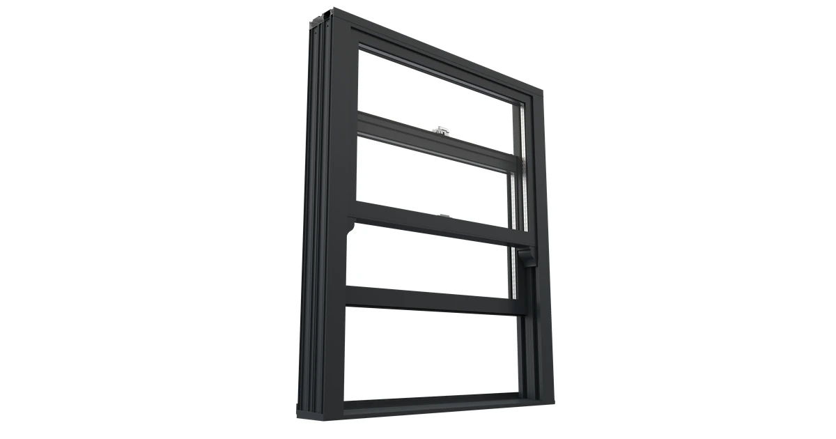 Smart VS400 aluminium vertical sliding sash window showing frame and sliding sections